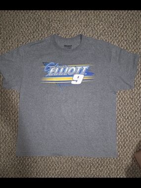 Chaser Gray Tee with Blue and Yellow Elliott 9 Graphic